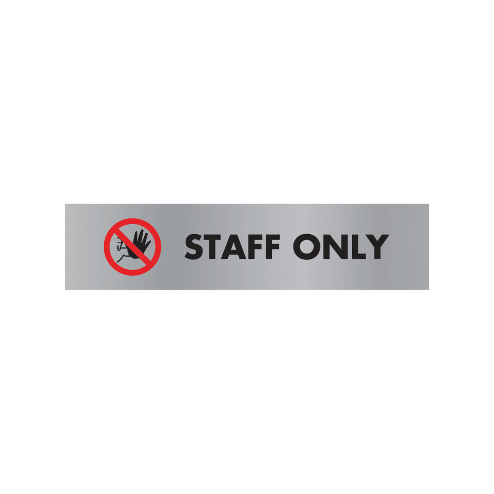 Acrylic Sign Staff Only Aluminium 190x45mm SR22365