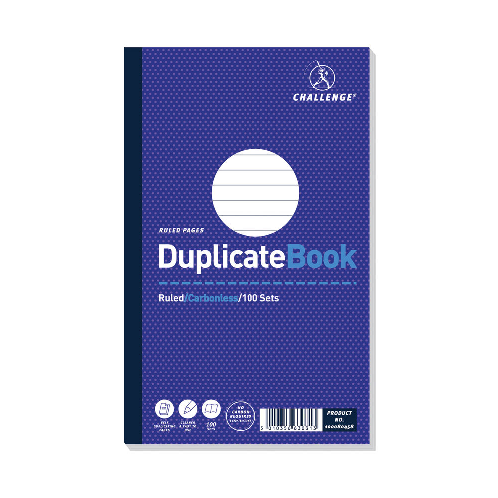 Challenge Carbonless Duplicate Book 100 Sets 210x130mm (Pack of 5) 100080458