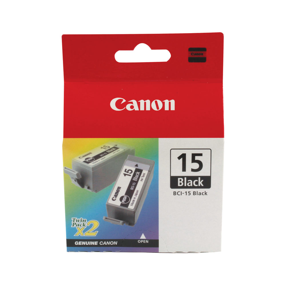 Canon BCI-15BK Inkjet Cartridge Twin Pack Black 8190A002