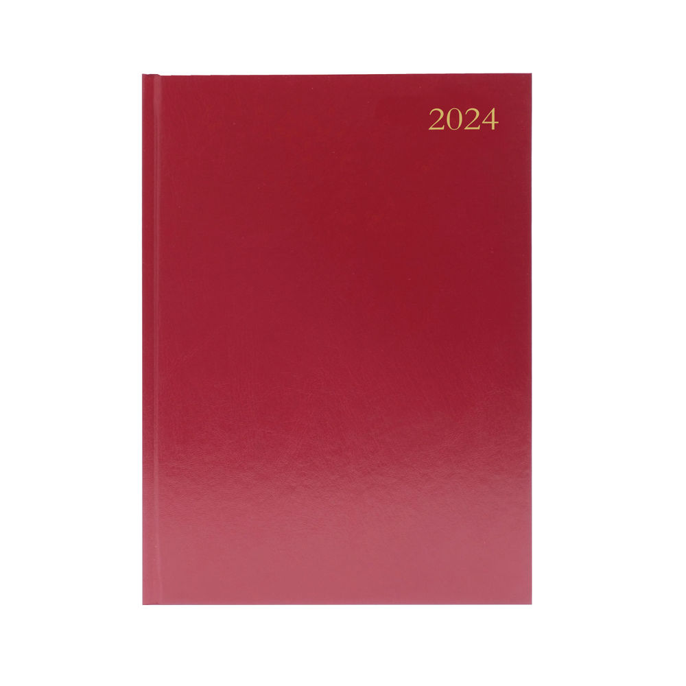 Desk Diary Day Per Page Appointment A5 Burgundy 2024 KFA51ABG24