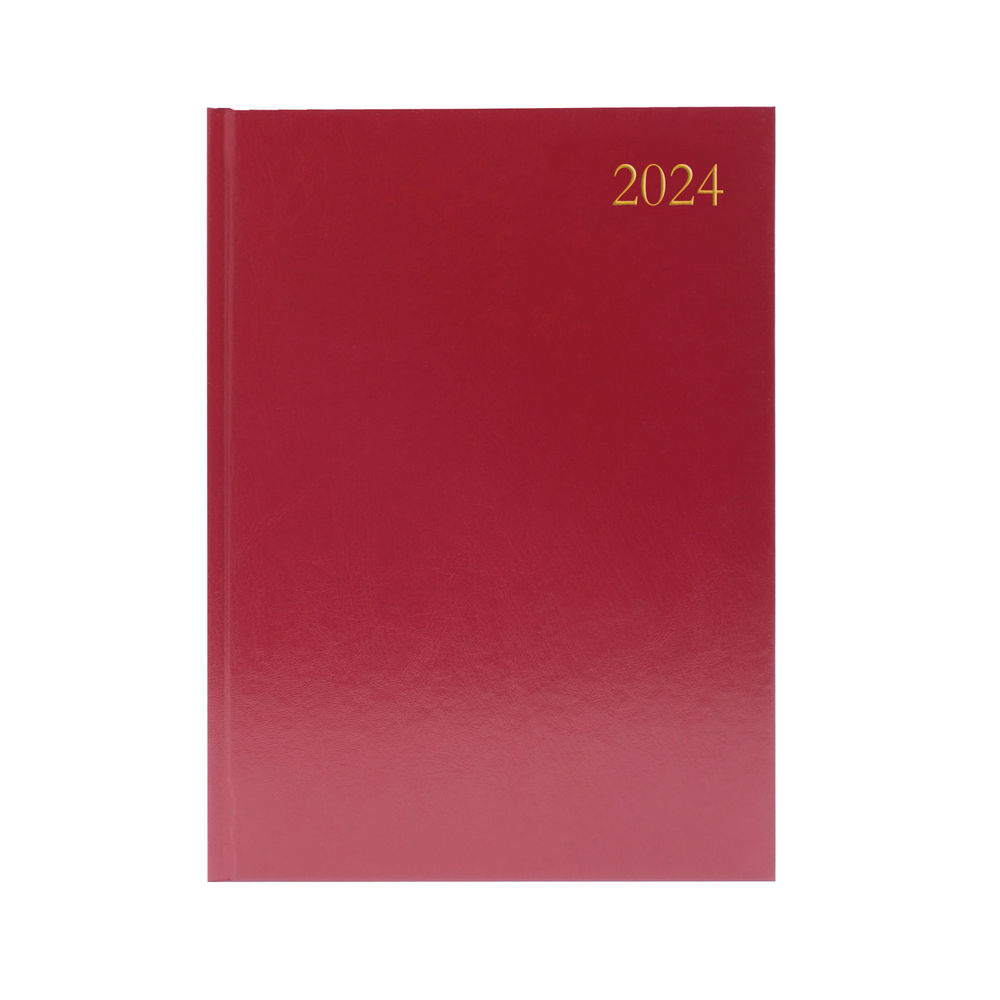 Desk Diary Day Per Page A4 Burgundy 2024 KFA41BG24