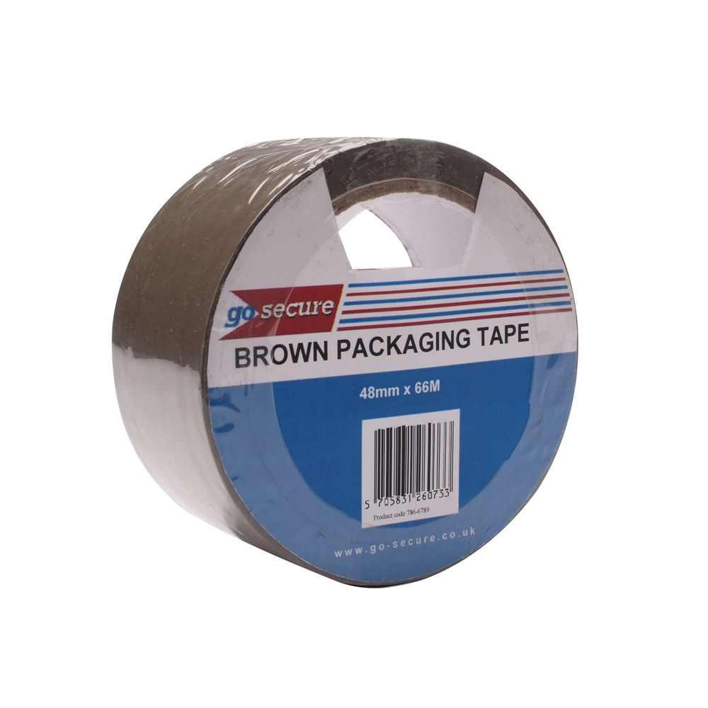 GoSecure Brown 50mm x 66m Packaging Tape (Pack of 6)