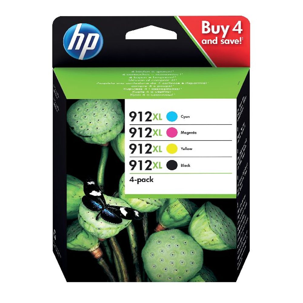 HP 912XL Ink Cartridge CMYK Black and Colour 3YP34AE
