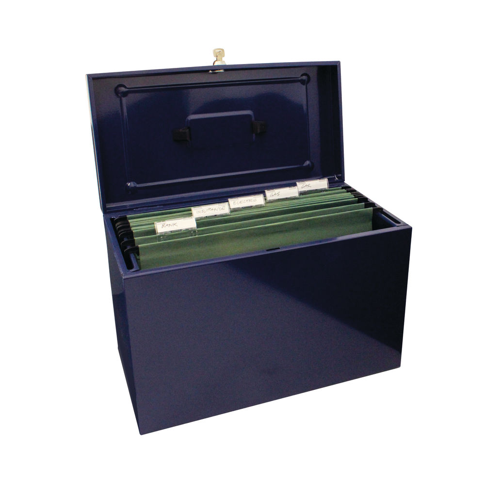 Cathedral Blue Foolscap Lockable Metal Box File