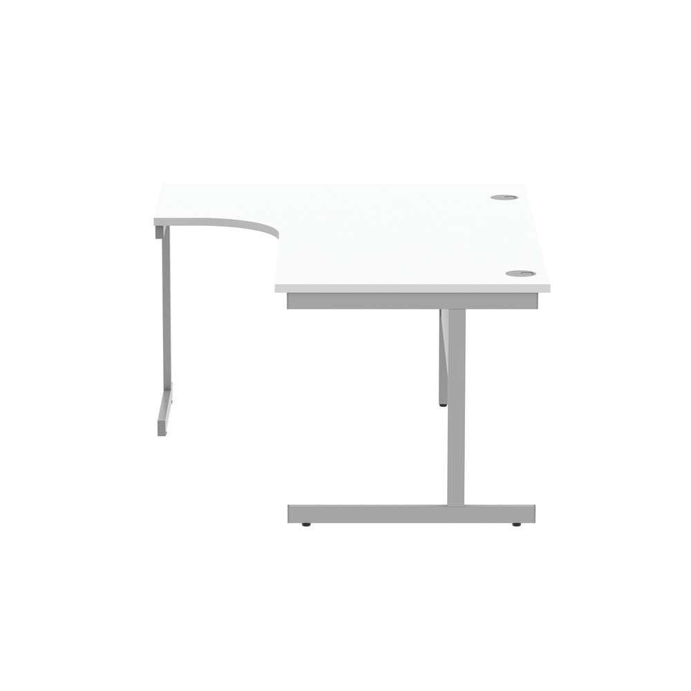 Astin Radial Left Hand SU Cantilever Desk 1600x1200x730mm Arctic White/Silver