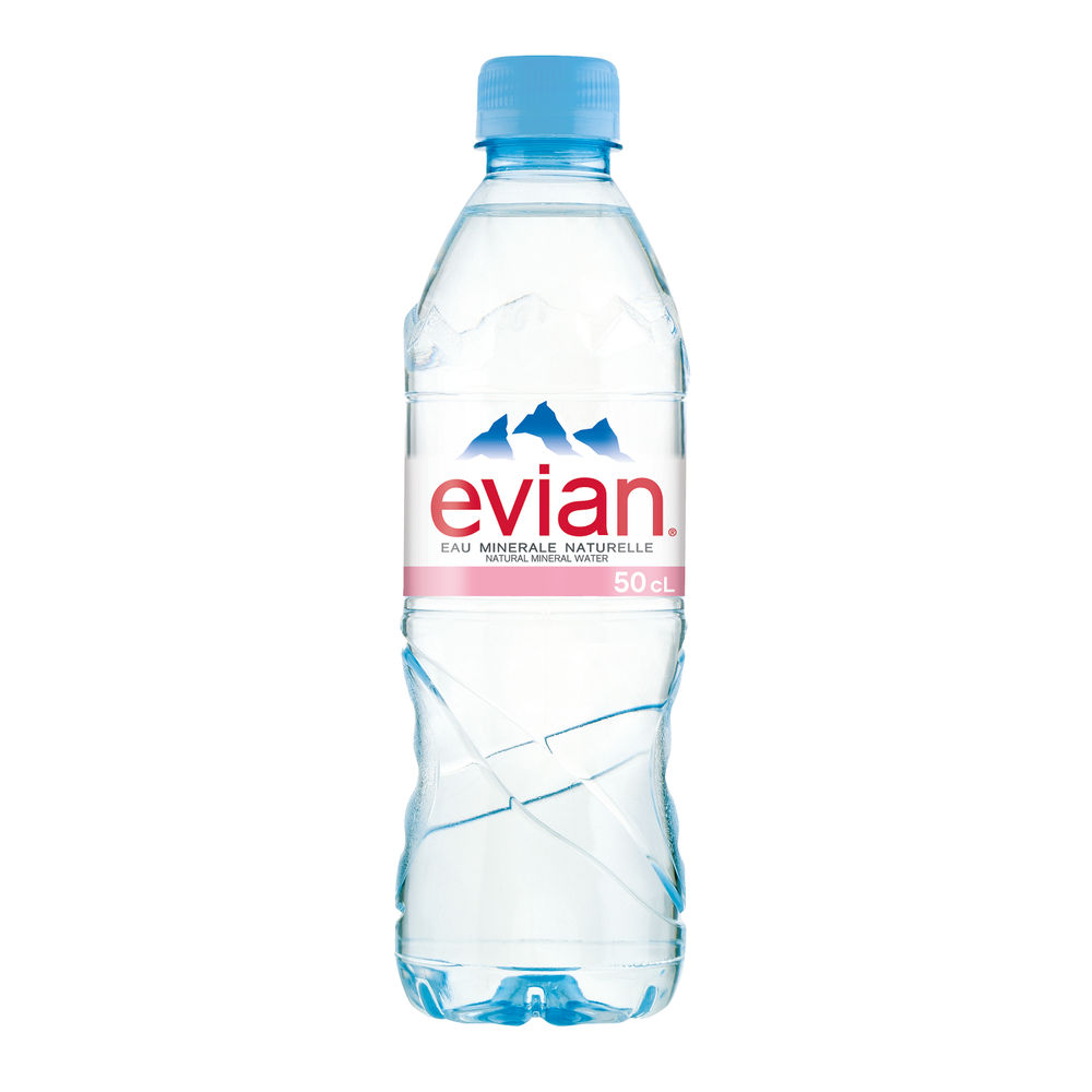 Evian 500ml Natural Spring Water Bottles (Pack of 24)