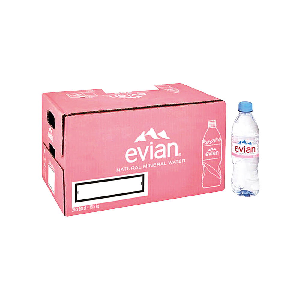 Evian 500ml Natural Spring Water Bottles (Pack of 24) - A0103912