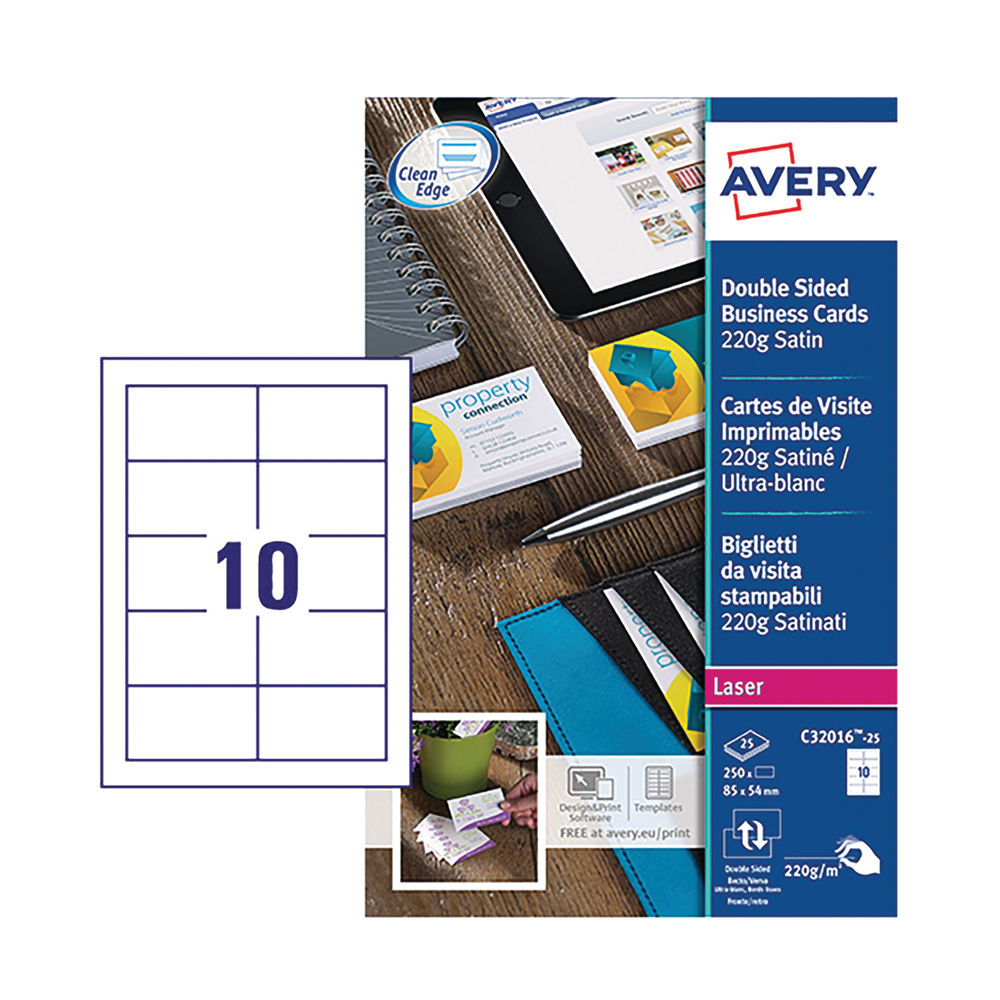 Avery White 220 gsm Business Cards (Pack of 250)