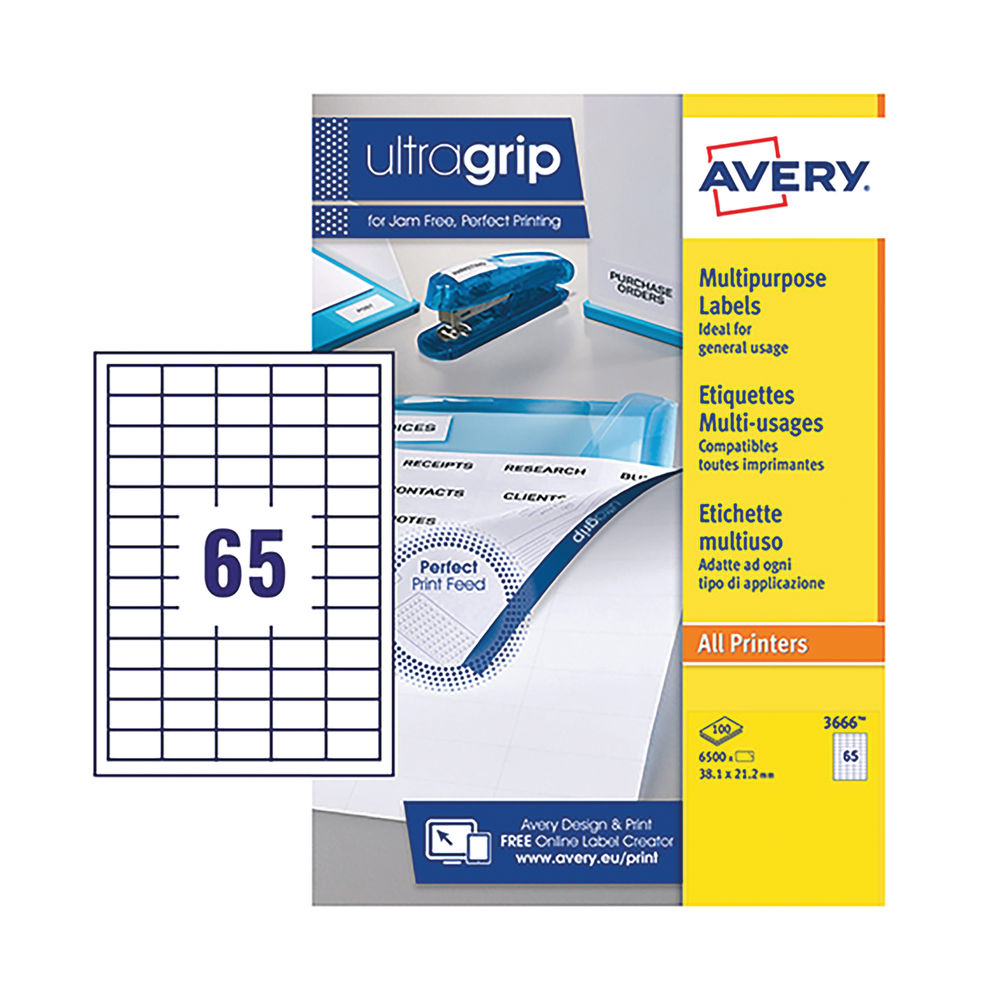 Avery White Ultragrip Multi Labels 38.1x21.2mm (Pack of 6500)