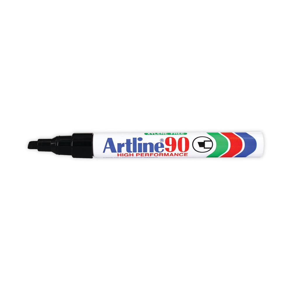 Artline 90 Chisel Tip Black Permanent Marker Pens (Pack of 12)