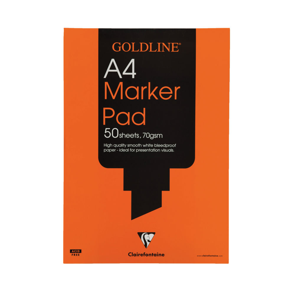 Clairefontaine Goldline A4 50 Sheet 70gsm Acid-Free Bleedproof Paper Marker Pad GPB1A4