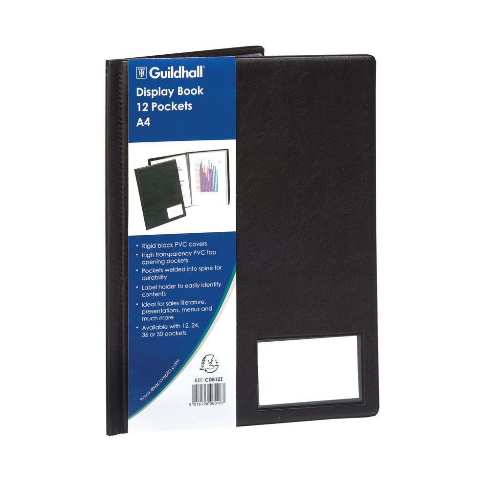 Exacompta Guildhall Display Book 12 Pocket A4 Black CDB12Z