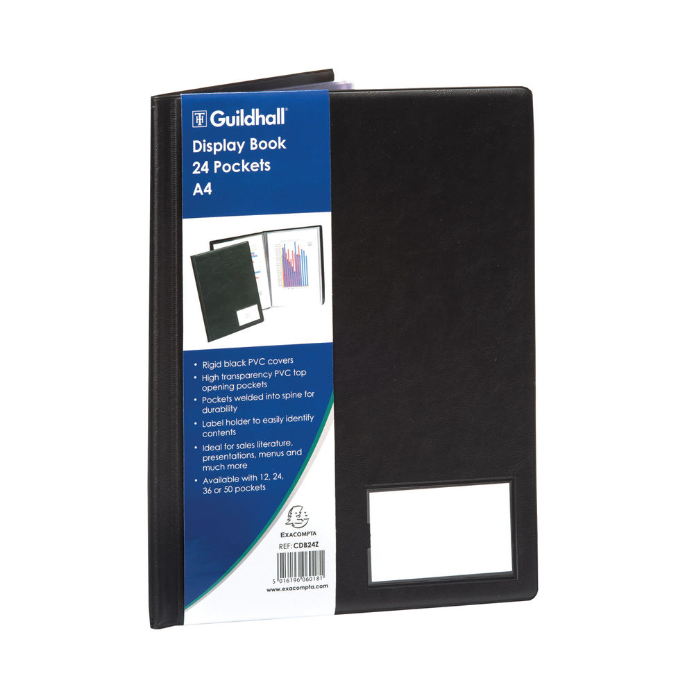 Exacompta Guildhall Display Book 24 Pocket A4 Black CDB24Z