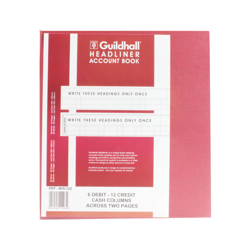 Guildhall 48 Series Headliner Book, 6 Debit 12 Credit Columns