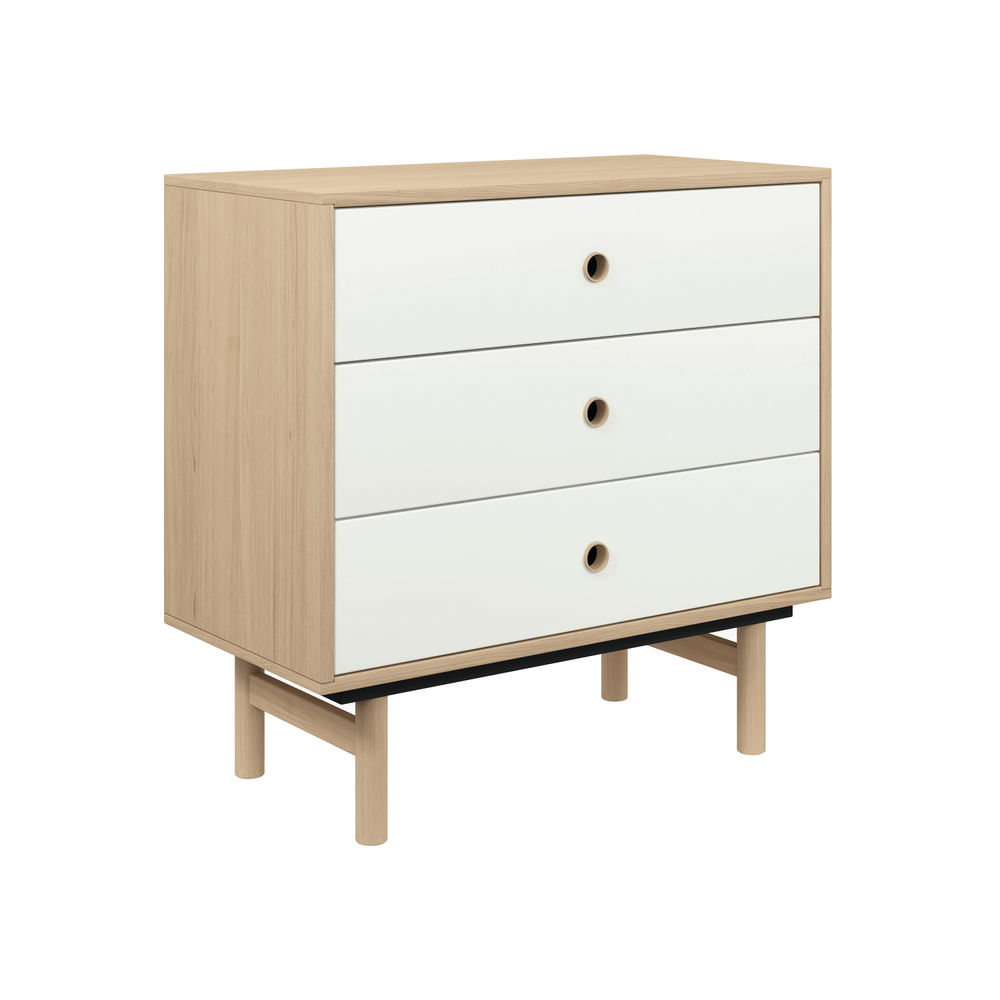 Bisley Bridge 3 Drawer Sideboard Oak Laminate Chalk White