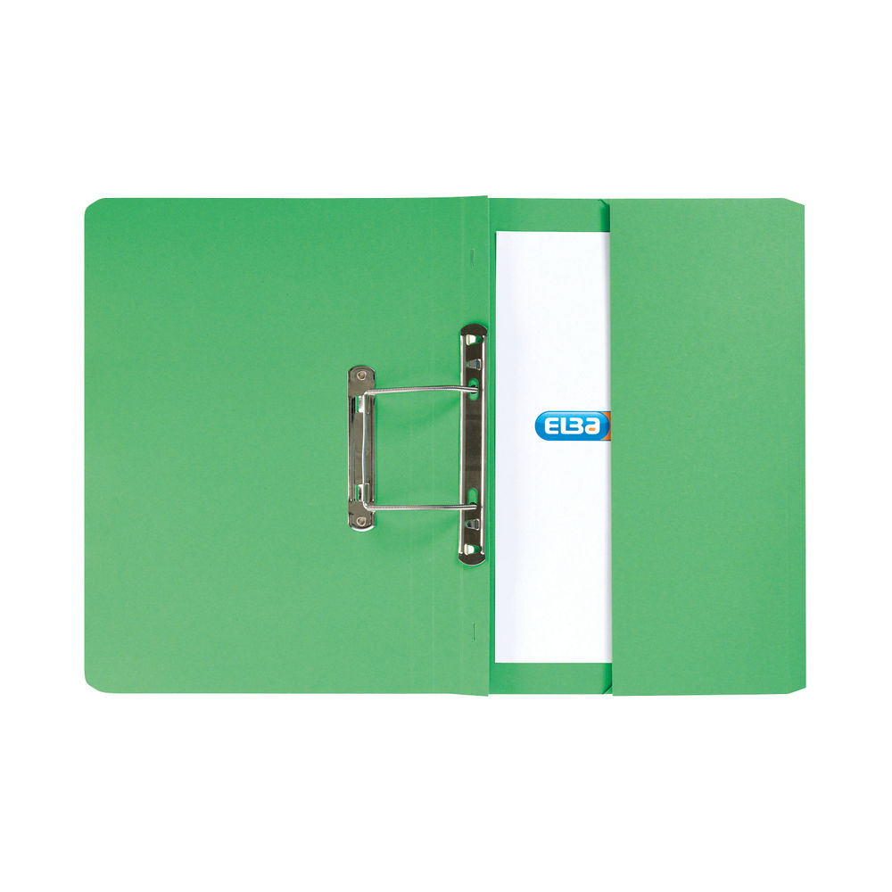 Elba Spring Pocket File Mediumweight Foolscap Green (Pack of 25) 100090147