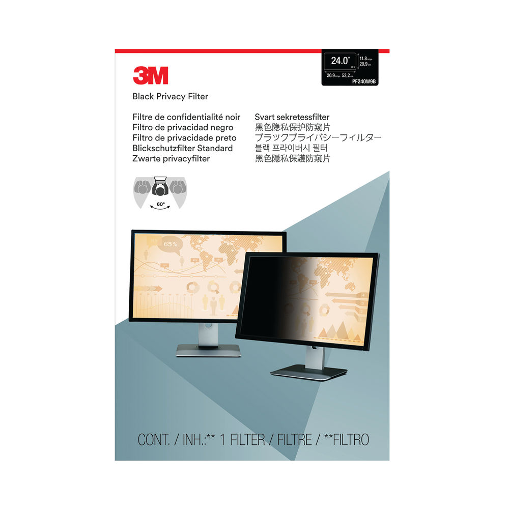 3M Privacy Filter for Widescreen Desktop LCD Monitor 24.0in PF240W9B