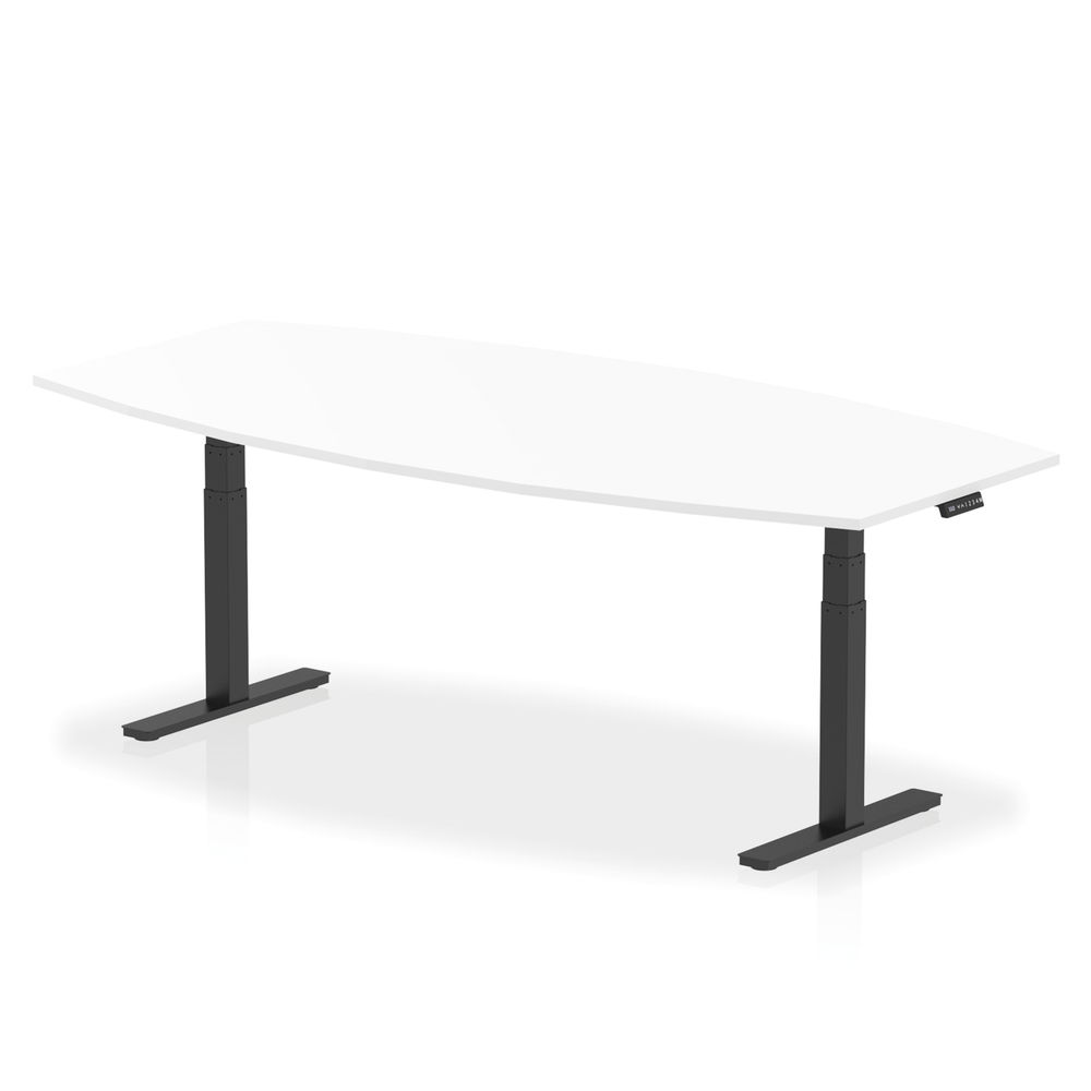 High Gloss Writable Boardroom Table with Height Adjustable Leg 2400mm White/Black I005793