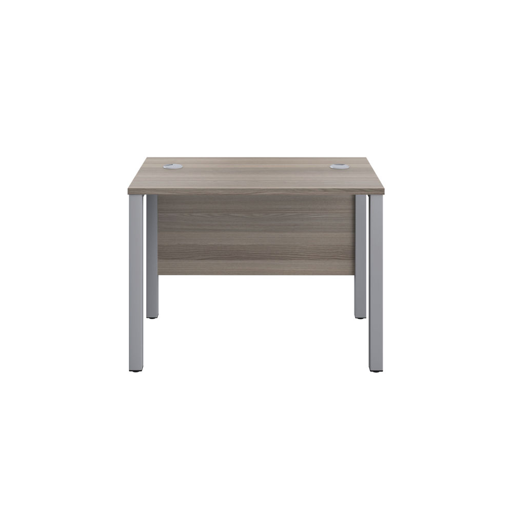 Jemini 1000x600mm Grey Oak/Silver Goal Post Rectangular Desk