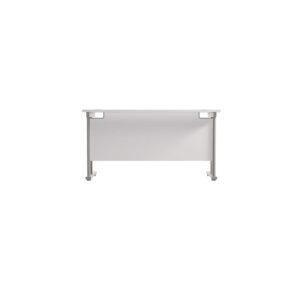 Jemini 1200x600mm White/Silver Rectangular Cantilever Desk