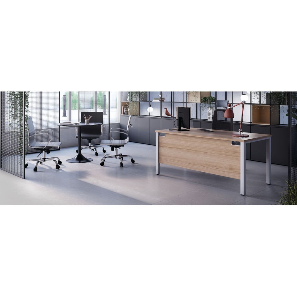 Jemini 1000x600mm Grey Oak/Silver Goal Post Rectangular Desk