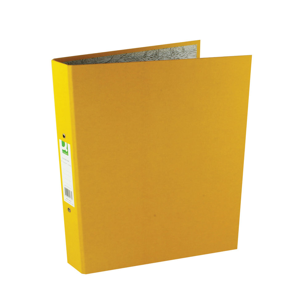 Q-Connect 2 Ring 25mm Paper Over Board Yellow A4 Binder (Pack of 10) KF01473