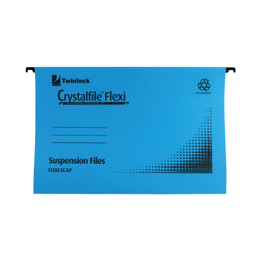 Rexel Crystalfile Flexi Standard Foolscap Blue (Pack of 50) 3000041