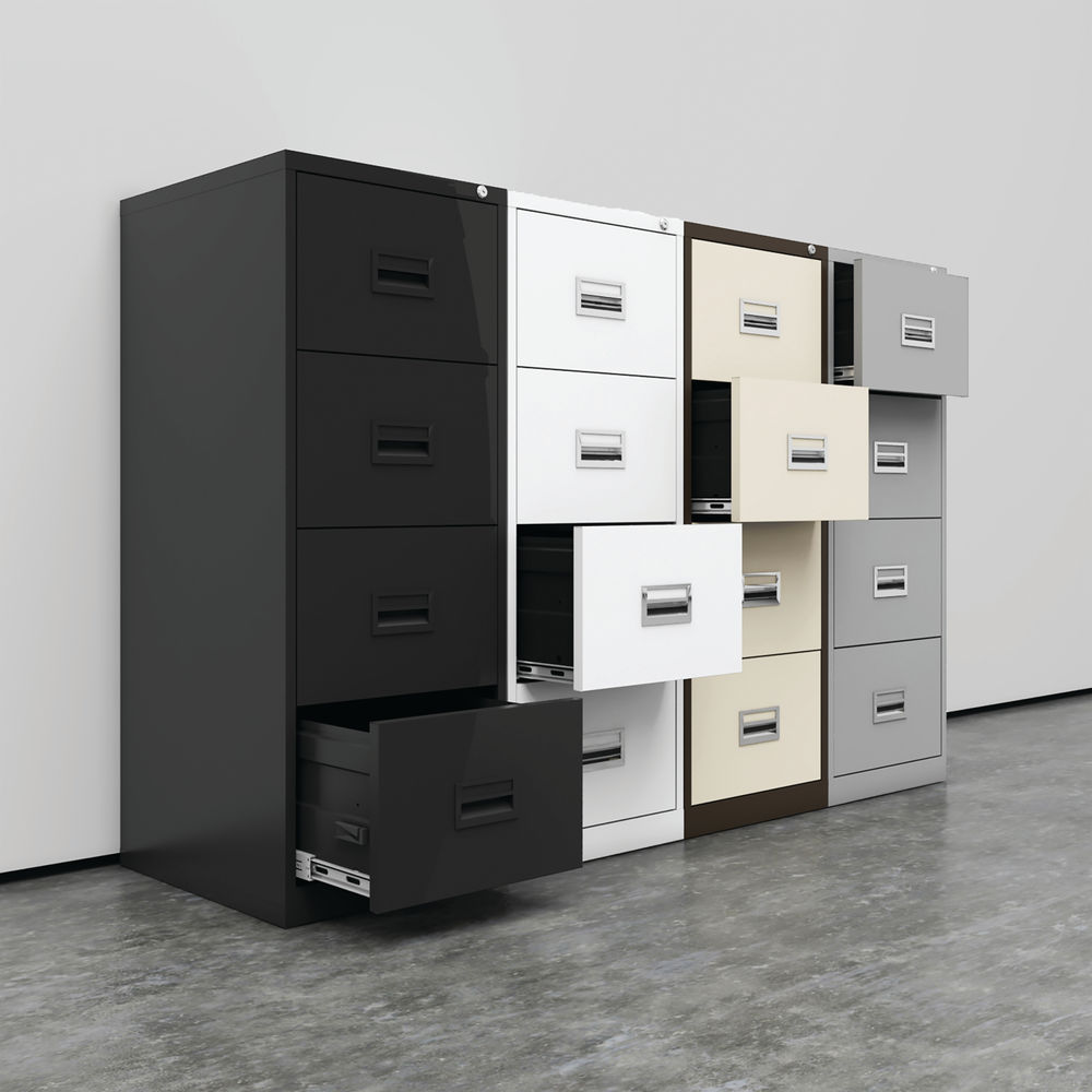 Talos H1300mm Grey 4 Drawer Filing Cabinet