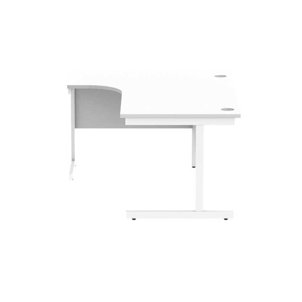 Astin Radial Left Hand SU Cantilever Desk 1600x1200x730mm Arctic White/Arctic Wh