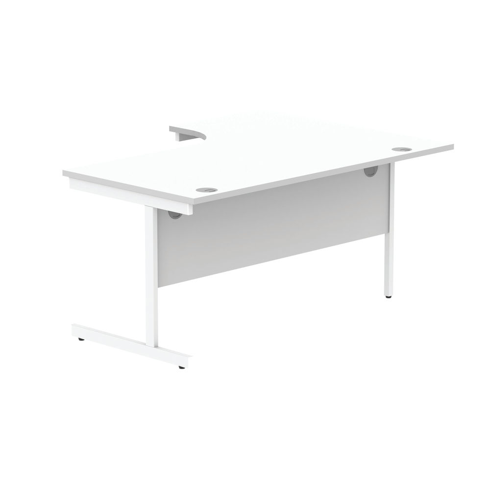 Astin Radial Left Hand SU Cantilever Desk 1600x1200x730mm Arctic White/Arctic Wh