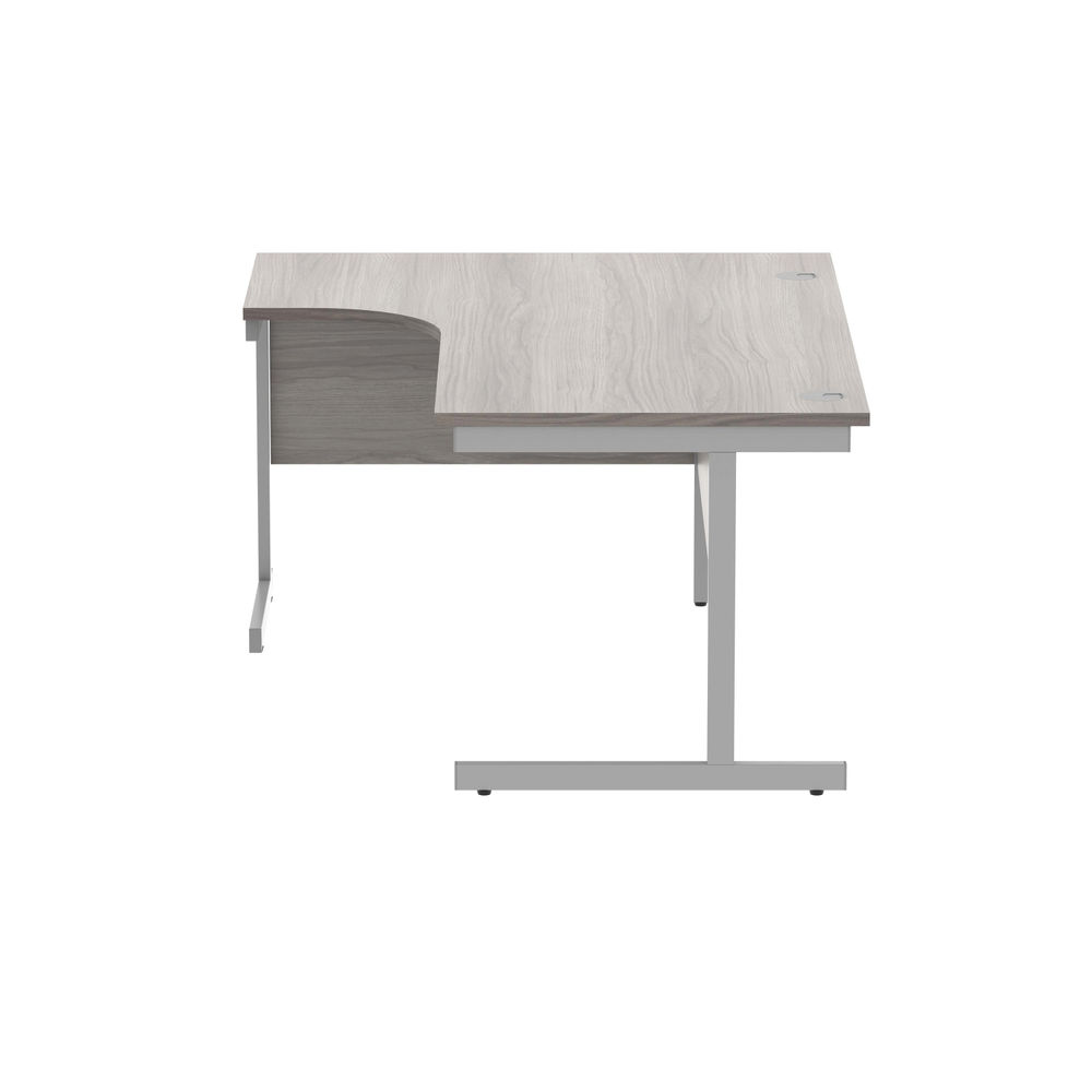 Astin Radial Left Hand SU Cantilever Desk 1600x1200x730mm Alaskan Grey Oak/Silve