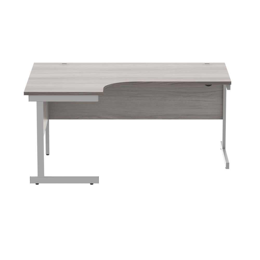 Astin Radial Left Hand SU Cantilever Desk 1600x1200x730mm Alaskan Grey Oak/Silve