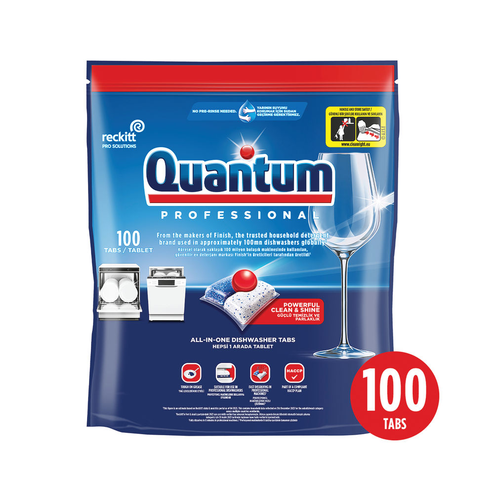 Quantum Professional All In One Dishwasher Tablets (Pack of 100) 3306457