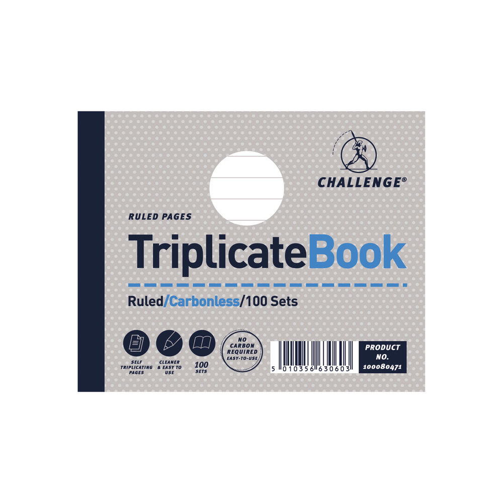 Challenge Ruled Carbonless Triplicate Book 100 Sets 105x130mm (5 Pack) 100080471