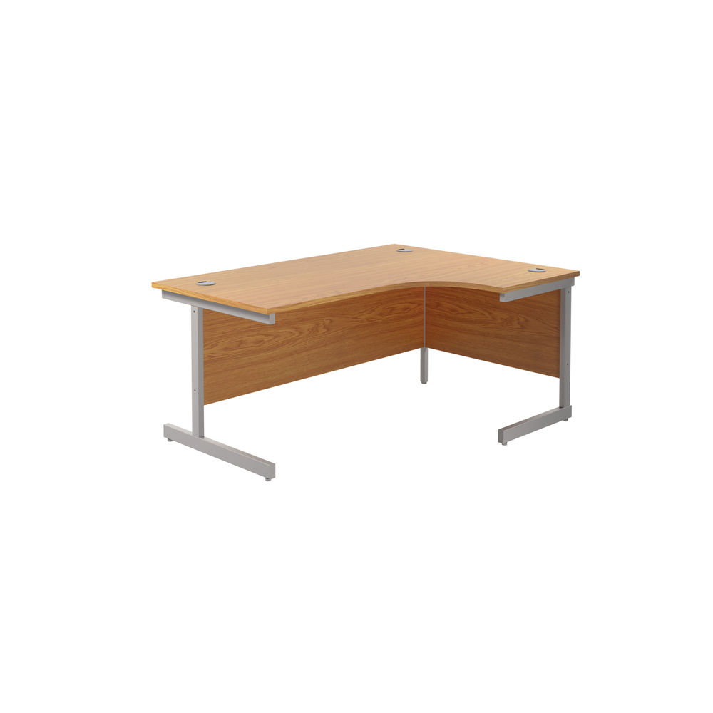 Jemini Radial Right Hand Cantilever Desk 1600x1200x730mm Nova Oak/Silver KF801805