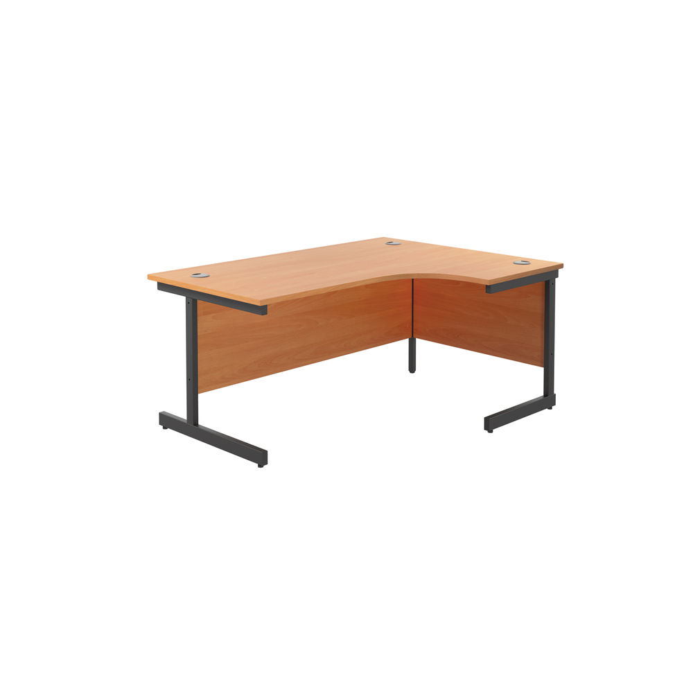 Jemini Radial Right Hand Cantilever Desk 1800x1200x730mm Dark Walnut/White KF802191