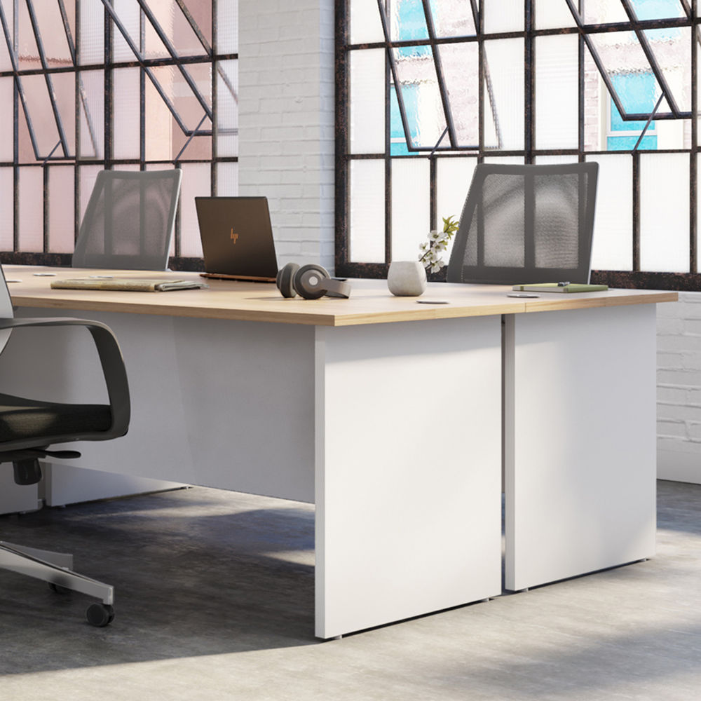 Jemini 1400x800mm Grey Oak/White Rectangular Panel End Desk