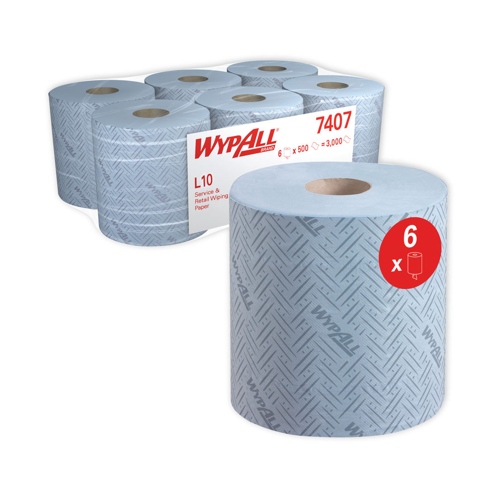 Wypall L10 Wiper Roll Control Centrefeed Blue (Pack of 6)