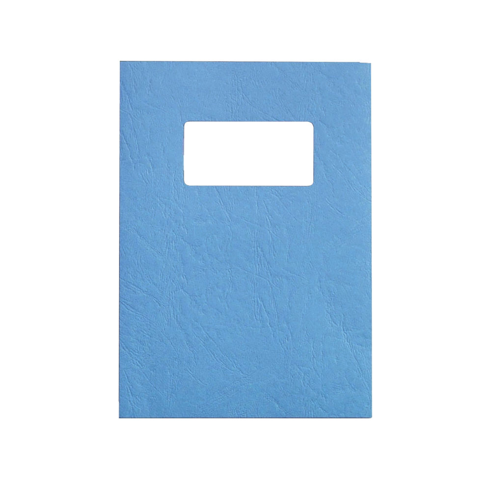 GBC LeatherGrain A4 Binding Cover with Window 250gsm Blue (Pack of 50) 46735E