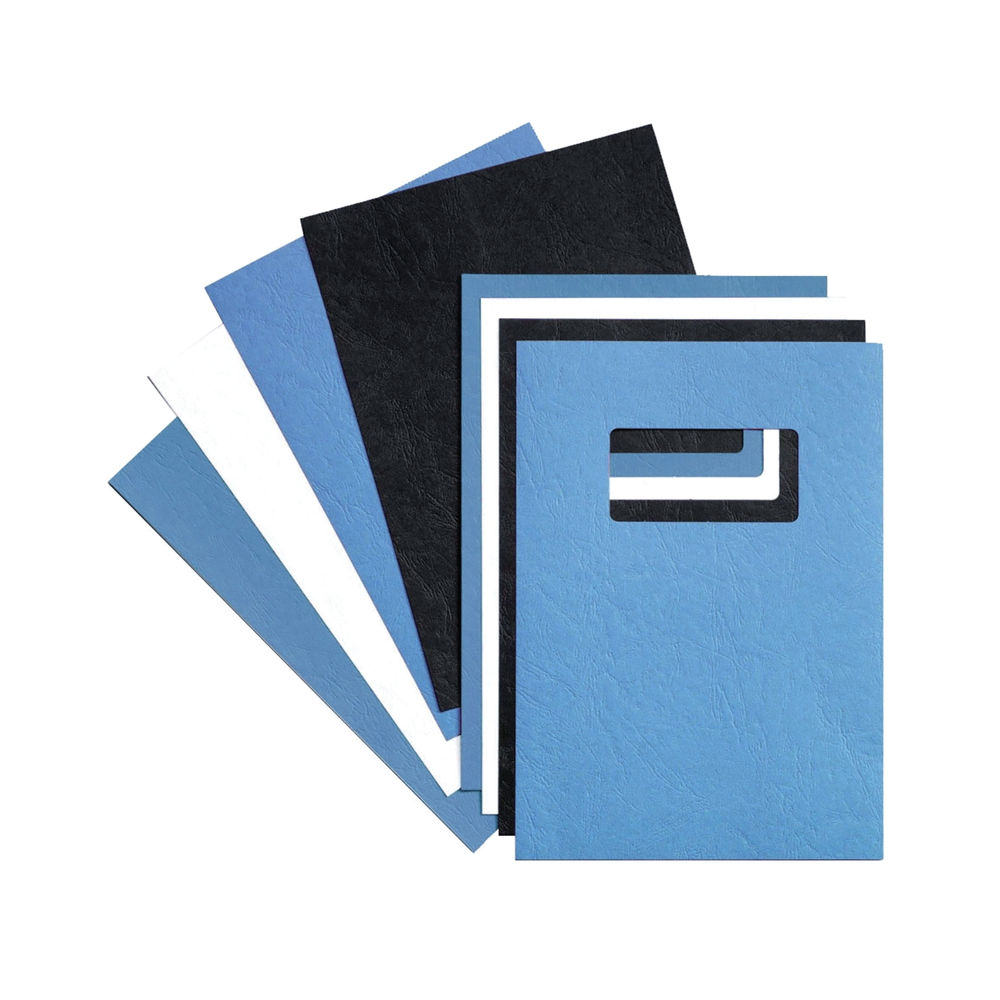 GBC LeatherGrain A4 Blue Binding Covers (Pack of 50)