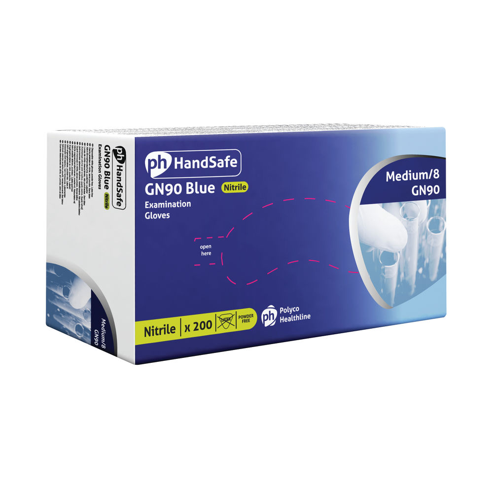 HandSafe Powder-Free Nitrile Gloves Medium Blue (Pack of 200) GN90