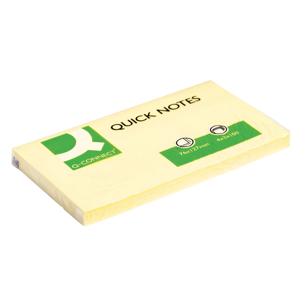 QConnect Quick Notes 76 x 127mm Yellow (12 Pack) KF10503