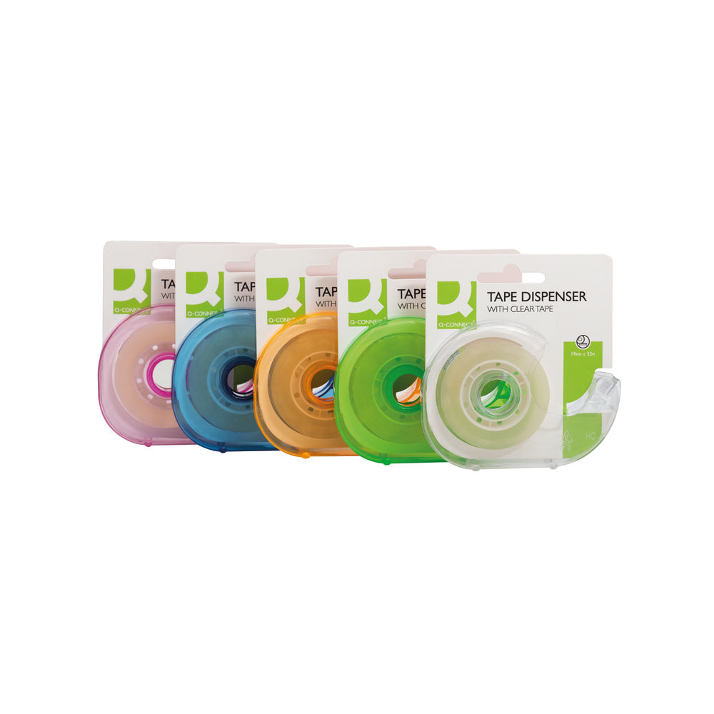 Q-Connect Adhesive Tape 19mm x 33m with Dispenser (Pack of 10) KF27009