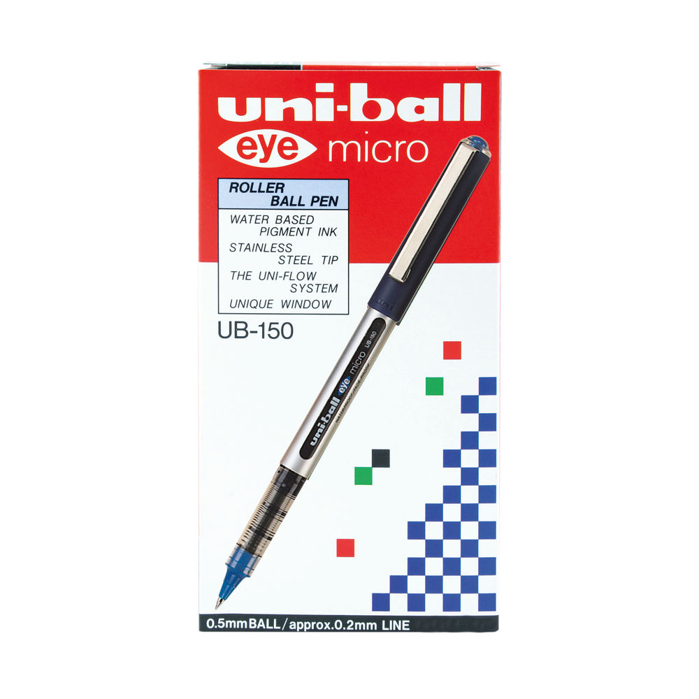 uni-ball UB-150 Eye Rollerball Pen Fine Blue (Pack of 12)