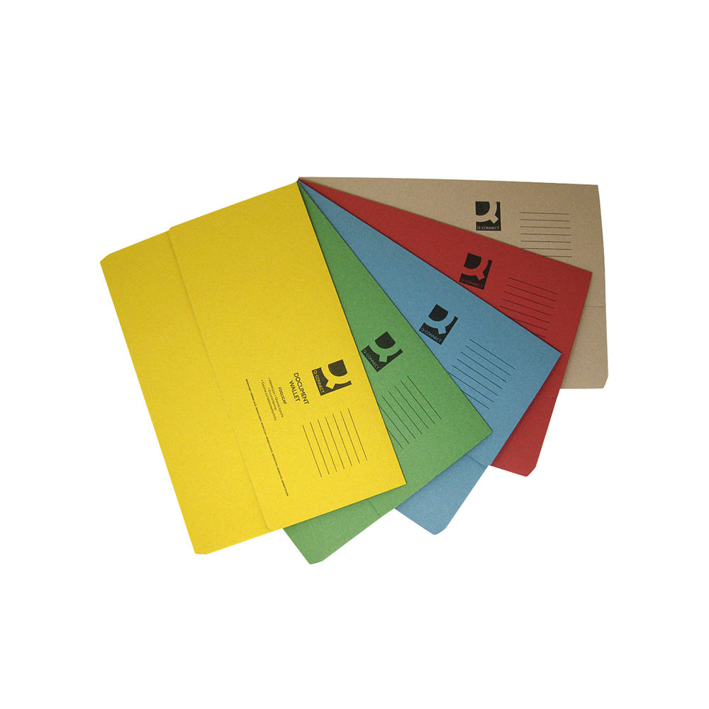 Q-Connect Document Wallets Foolscap Assorted (Pack of 50) KF01490