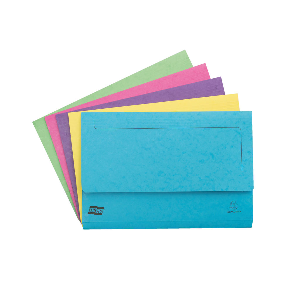 Exacompta Europa Pocket Wallet Foolscap Assorted C (Pack of 25) 3156Z