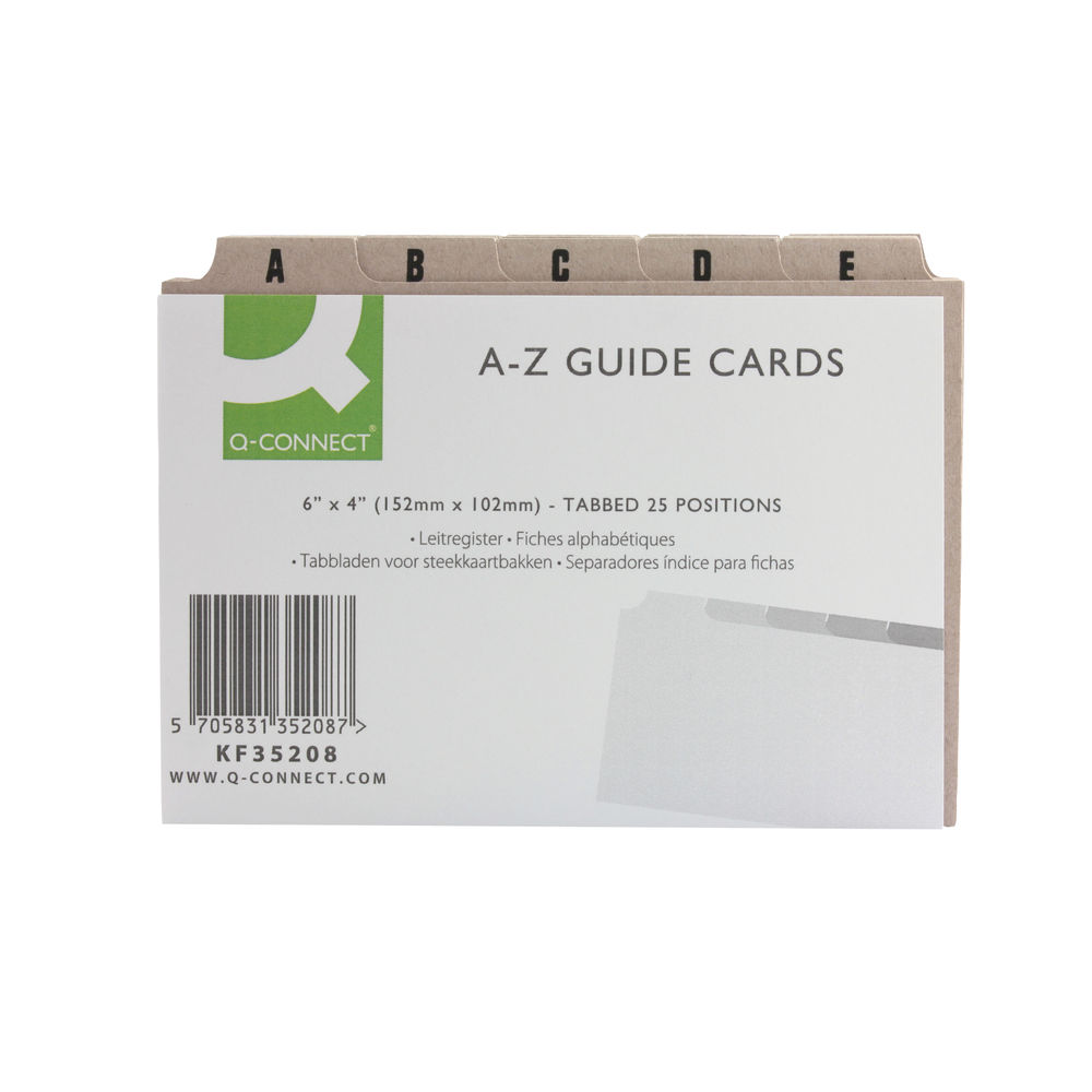 Q-Connect Guide Card 152x102mm A-Z Buff (Pack of 25) KF35208