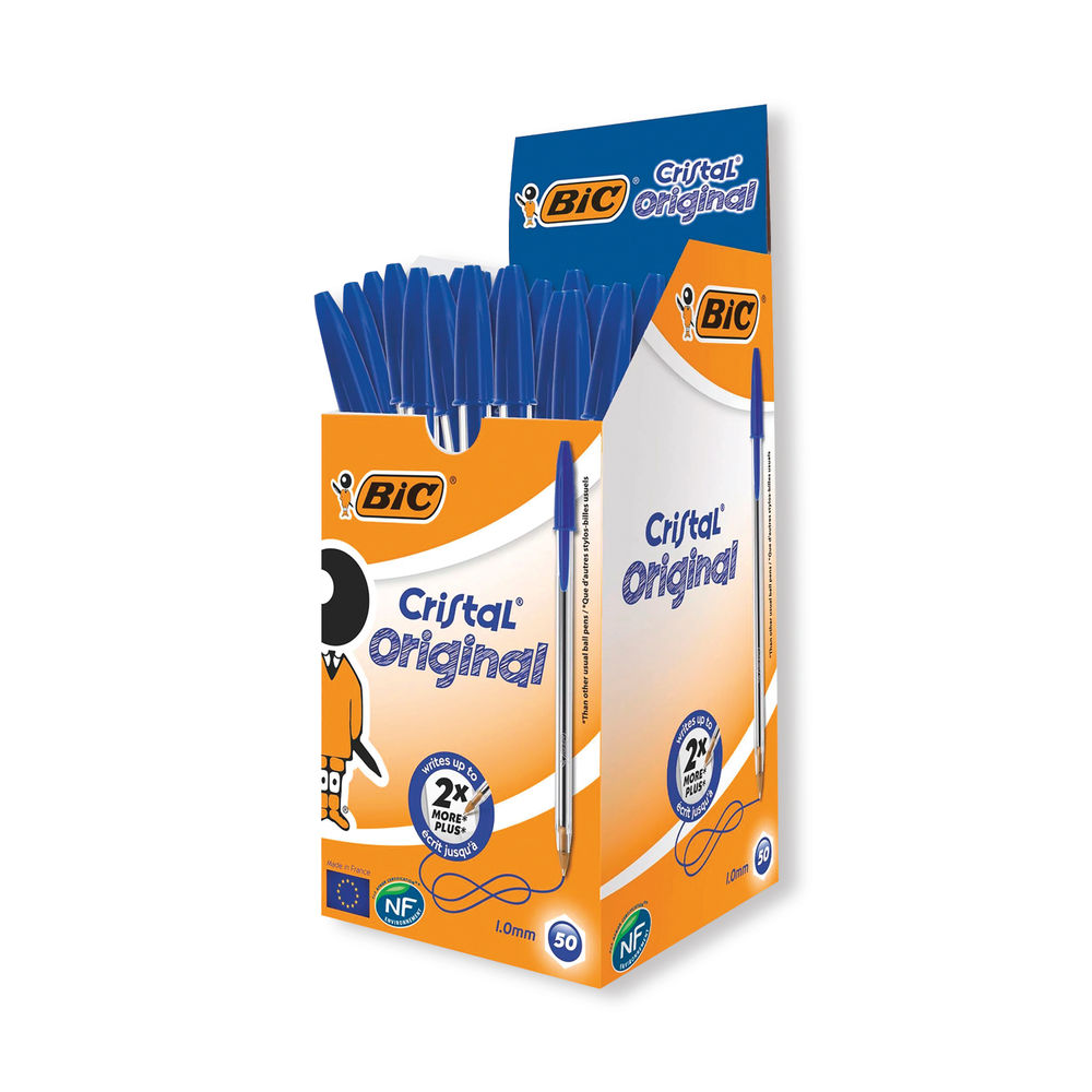 Bic Cristal Ballpoint Pen Medium Blue Pack of 50 8373602