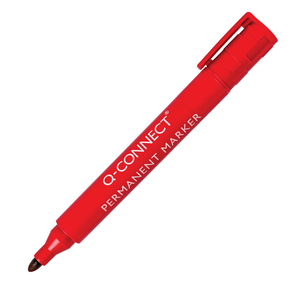 QConnect Permanent Marker Pen Bullet Tip Red (10 Pack) KF26047