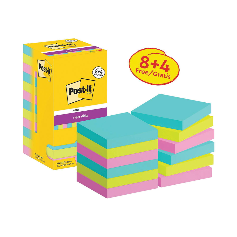Post-it Super Sticky Notes Cosmic 76x76mm 90 (Pack of 8/4FOC)
